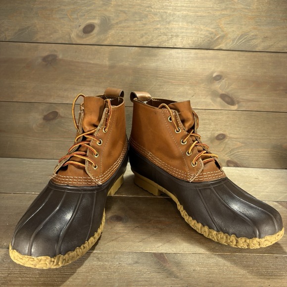 ll bean duck boot mens size 10 shoes brown leather waterproof winter rain - Picture 3 of 11